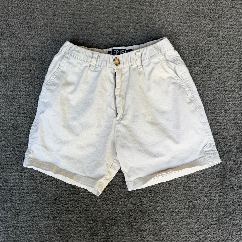 Meripex Mens Beige Cotton Spandex Elastic Waist Chino Shorts Size Small